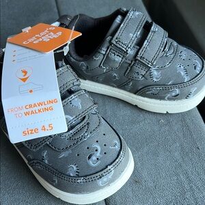 Carter's Gray and White Baby Walker Shoes with Velcro Straps